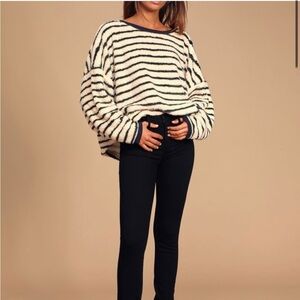 Free People Sherpa Striped Pullover
